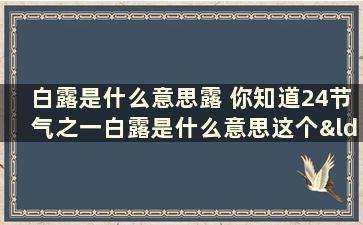 白露是什么意思露 你知道24节气之一白露是什么意思这个“露”指的露什么